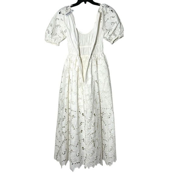 Self-Portrait White Flared Lace Midi Dress size 0 Bride Bridal Wedding Cocktail - Picture 13 of 16